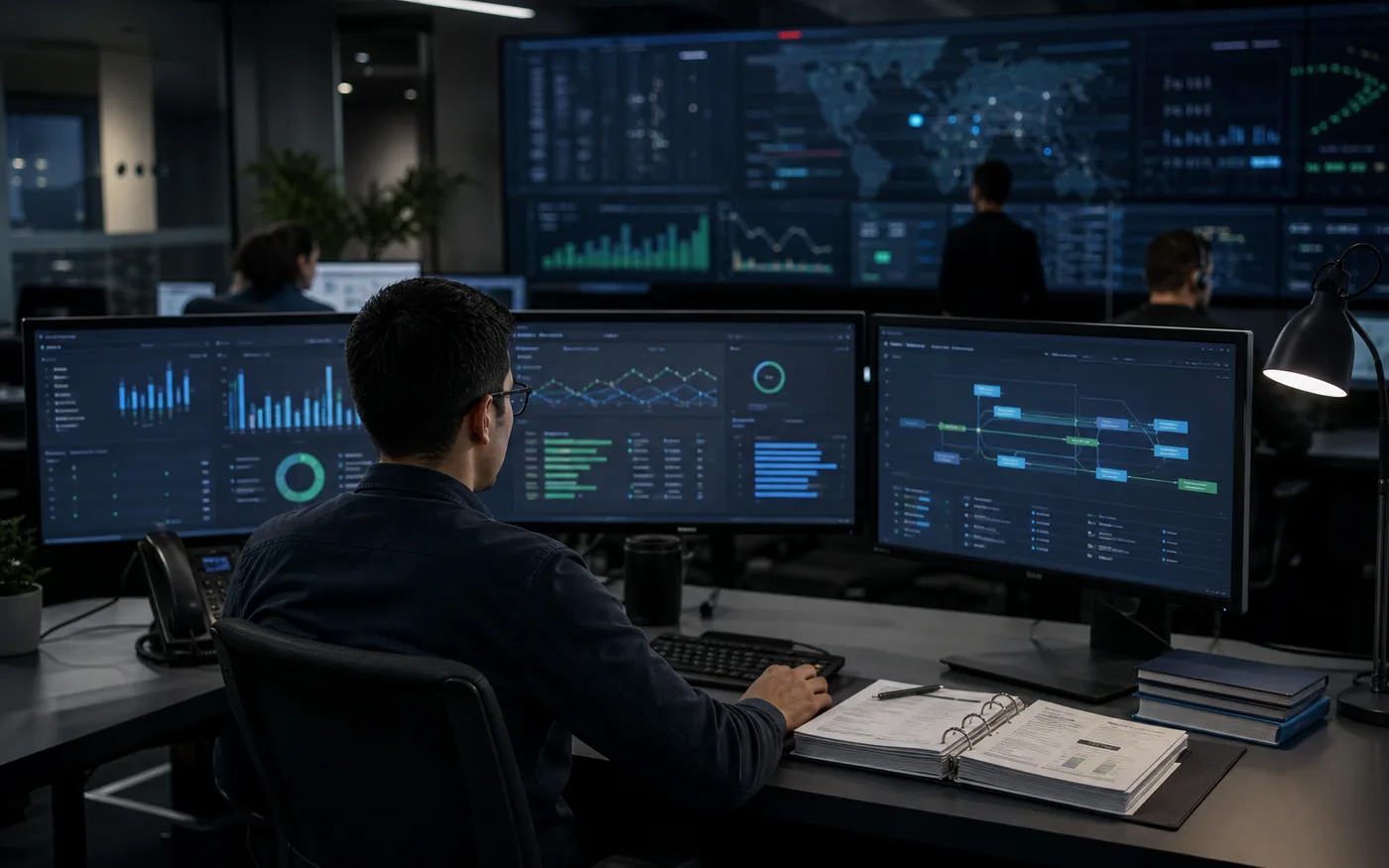 Managed operations room monitoring production systems and performance